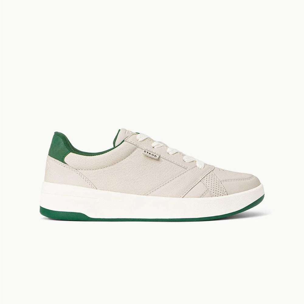 staud x keds court sneaker in green and cream